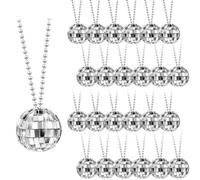 Simpls 36 Piezas Collares de Disfraz de Bola de Discoteca con Espejo Collares de Fiesta Disco de los Años 70 Collares de Bola de Discoteca de Plata de 1,18 Pulgadas