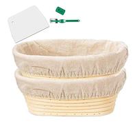Simpls Banneton Proofing Basket Set - Cesta de masa fermentada artesanal, cesta de panadería, raspador de masa y tela con forma de pan