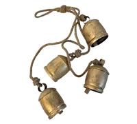 Simpls Juego de 4 Campanas de Vaca en Cuerda - Gran Juego Rústico Vintage para Colgar, Campanas de Metal