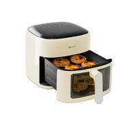 SIMPLUS Freidora de Aire Caliente 6,5L, Diseño Plano Grande Capacidad Sin Espacio, Ventana Visible + Pantalla Táctil, 10 Programas, Antiadherente, Ideal para Familias, Color Crema