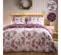 Simply Charlotte Santa Joy - Juego de Funda de edredón para Cama Doble, diseño navideño, Color Morado