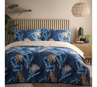 Simply Charlotte Tiger - Juego de Funda nórdica Reversible para Cama Individual, Color Azul