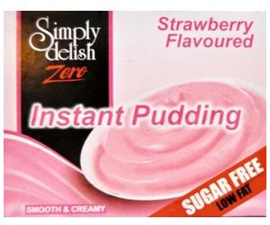 Simply Delish, Sugar Free Instant Pudding - Gluten Free, Vegan Sweet, Strawberry Flavour - Pack of 24, Low Fat Pudding