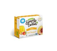 Simply Delish, Sugar-Free Natural Jelly Dessert - Vegan, Gluten and Fat-Free, Peach Flavour - Pack of 6, 20g Keto Friendly Sweets