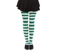 Simply Joshimo Medias de rayas de colores para mujer, para Halloween, Navidad y disfraces, talla única (8-12), Verde y blanco., talla única