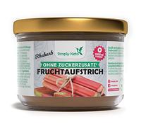 Simply Keto Fruta para untar con eritritol "Ruibarbo" (230g) - Mermelada baja en carbohidratos sin azúcares añadidos - Más del 75% de contenido de fruta