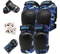 Simply Kids Rodilleras y Coderas con Protectores de muñeca, HardSoft Pad Tech. | Juego de Equipo Protector I en línea patineta patineta Bicicleta Rodilleras para niños, niñas, niños y jóvenes