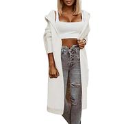 Simply Live 2022 - Suéter largo de punto con capucha para mujer, diseño de letras, a, S