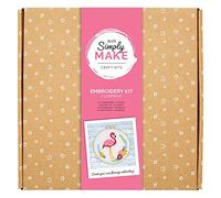 Simply Make Kit de bordado de punto de aguja de flamenco para adultos, juego de costura perfecto con juego de herramientas, hilos de bordado, kits de bordado perfectos para adultos y niños