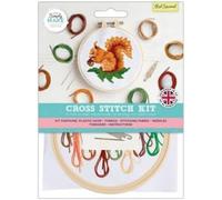 Simply MAKE Kit de punto de cruz, diseño de ardilla roja para niños y adultos, incluye aro, hilo de bordar, tela y aguja, perfecto para manualidades de adultos y principiantes, kit de manualidades de
