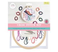 Simply MAKE Kit de punto de cruz, diseño de correr, niños y adultos, aro, hilo de bordar, manualidades para adultos, kit de manualidades para principiantes