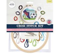 Simply MAKE Kit de punto de cruz, diseño de fútbol, niños y adultos, aro, hilo de bordar, manualidades para adultos, kit de manualidades para principiantes