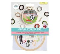 Simply MAKE Kit de punto de cruz, diseño de juego de fútbol, niños y adultos, aro, hilo de bordar, manualidades para adultos, kit de manualidades para principiantes