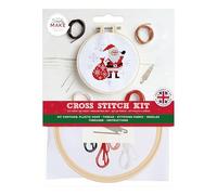 Simply Make Kit de punto de cruz, diseño de Papá Noel para niños y adultos, incluye aro, hilo de bordar, tela y aguja, perfecto para manualidades de adultos y principiantes, kit de manualidades de