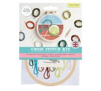 Simply MAKE Kit de punto de cruz, diseño de partido de tenis, niños y adultos, aro, hilo de bordar, manualidades para adultos, kit de manualidades para principiantes