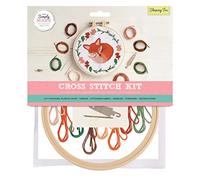 Simply Make Kit de punto de cruz, diseño de zorro durmiente para niños y adultos, incluye aro, hilo de bordar, tela y aguja, perfecto para manualidades de adultos y principiantes, kit de punto de cruz