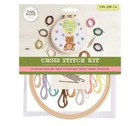 Simply Make Kit de punto de cruz, diseño Hello Little One para niños y adultos, incluye aro, hilo de bordar, tela y aguja, perfecto para manualidades de adultos y principiantes, kit de manualidades de