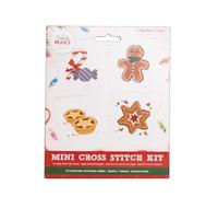 Simply MAKE Kit de punto de cruz, golosinas de Navidad, paquete de 4, bordado de aro, hilo, tela y aguja, perfecto para principiantes, kit de manualidades de punto de cruz, gran regalo, aficionados a
