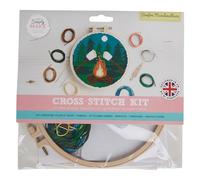 Simply Make Kit de Punto de Cruz, Malvaviscos de Hoguera, Including Hoop, Embroidery Thread, Fabric & Needle