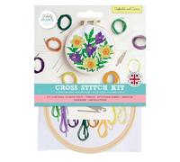 Simply MAKE Kit de punto de cruz: narcisos y azafrán, multicolor, kit de manualidades individual para adultos, hilos de bordado incluidos