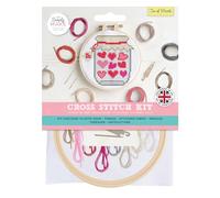 Simply Make Kit de punto de cruz, tarro de corazones, multicolor, kit de manualidades individual, kits de punto de cruz para adultos, kit de costura y kit de bordado para manualidades en el hogar,