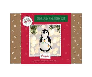 Simply MAKE Penguin with Fairy Lights Juego de Manualidades de Fieltro de Aguja, pingüino con Luces de Hadas, Lana, Hogar, niños y Adultos, Home DIY Craft Kit