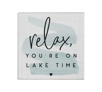 Simply Said INC Small Talk Squares - Rel jate, est s en el lago - Letrero r stico desgastado de 5,25 x 5,25 pulgadas STS1619