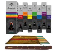 Simply Vedic 7 Chakra Premium 140 Varillas de Masaje, de Mano, duración de 60 Minutos con Quemador de Incienso | para Yoga, aromaterapia y decoración del hogar (20 Sticks x 7 Chakras)