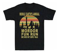 Simply Walk Annual Middle Run Mordor Fun Not Earth's tee One Does Unisex 100% Cotton Short-Sleeve T-Shirts Black XXXL