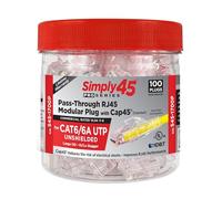 Simply45 ProSeries - Conectores modulares RJ45 sin blindaje con Tapa 45 para 23 AWG sólido (Cat6/6a UTP) - Tinte Rojo, escalón Alto/bajo - 100 Piezas - S45-1700P