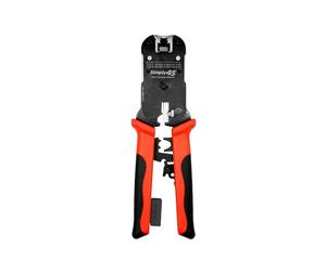 Simply45 ProSeries S45-C101 - Herramienta de crimpado todo en uno RJ45 para paso y estándar WE/SS RJ45 - Incluye bloqueo de herramientas, zócalo de clic, almacenamiento de cuchillas, pelador/cortador