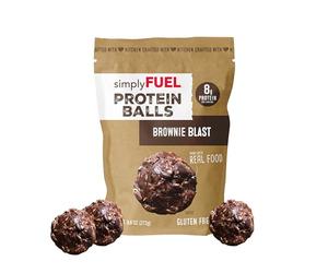 simplyFUEL Bolas de proteína de alimentos integrales con probióticos, bocadillos de masa de brownie, bocadillo de proteína de 8 g, bolas energéticas sin gluten (1 paquete de 12 bolas)