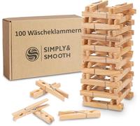 SimplySmooth 100 Pinzas de Madera de bambú para Tender la Colada - Pinzas para Tender la Ropa o para Tener de Repuesto