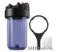 SimPure DB10C Filtro de Agua de 10"x4,5", Sistema de Filtración de Agua para Toda la Casa con Soporte & Llave, Entrada/salida de 1“ BSP Puerto de Latón
