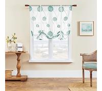 SIMPVALE 1 cortina romana bordada transparente con bolsillo para barra, cortina de gasa translúcida para sala de estar, dormitorio, balcón, cocina, baño, verde, 60 x 120 cm