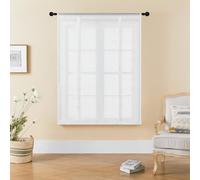 SIMPVALE 1 cortina romana de tul transparente con dobladillo para barra, romántica cortina de gasa translúcida de encaje para sala de estar, dormitorio, balcón, cocina, baño, plateado, 100 x 120 cm