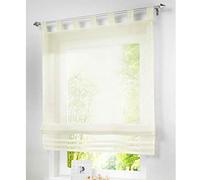 SIMPVALE 1 Pieza Cortina Visillo con Trabillas Transparente Cortinas Romanas Persianas para Cocina, Balcón, Baño, Beige, 140x155cm