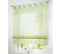 SIMPVALE 1 Pieza Cortina Visillo con Trabillas Transparente Cortinas Romanas Persianas para Cocina, Balcón, Baño, Verde, 140x155cm