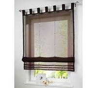 SIMPVALE 1 Pieza Cortina Visillo con Trabillas Transparente Cortinas Romanas Persianas para Cocina, Balcón, Baño, Marrón, 140x155cm