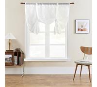 SIMPVALE 1 Pieza Cortinas de Estores Romanos - Cortina Romana Recogible con Bolsillo para Barra de Voile - para Dormitorio, Estudio, Baño, Cocina, Blanco, 120x120cm