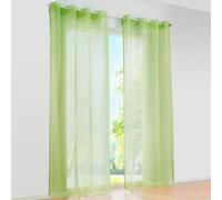 SIMPVALE 2 Paneles Cortinas con Ojales Translúcida Visillos para Dormitorios Habitación Salón Balcón,Verde,140cm x 175cm