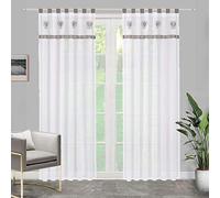 SIMPVALE 2 Paneles Cortinas con Trabillas Bordado de Dormitorio Moderno Ventana Translucida Visillos para Habitación Sala Cuarto Salon Cocina, Gris, 140x175cm