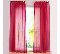 SIMPVALE 2 Paneles Cortinas Visillos de Gasa con Ganchos de riel para Dormitorio Habitación Sala de Estar Balcón, Rojo, 140x260cm