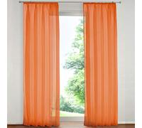 SIMPVALE 2 Paneles Cortinas Visillos de Gasa con Ganchos de riel para Dormitorio Habitación Sala de Estar Balcón, Naranja, 140x175cm