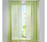 SIMPVALE 2 Paneles Cortinas Visillos de Gasa con Ganchos de riel para Dormitorio Habitación Sala de Estar Balcón, Verde Claro, 140x245cm