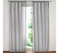 SIMPVALE 2 Paneles Cortinas Visillos de Gasa con Ganchos de riel para Dormitorio Habitación Sala de Estar Balcón, Gris, 140x270cm