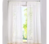 SIMPVALE 2 Paneles Cortinas Visillos de Gasa con Ganchos de riel para Dormitorio Habitación Sala de Estar Balcón, Beige, 140x270cm