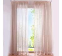 SIMPVALE 2 Paneles Cortinas Visillos de Gasa con Ganchos de riel para Dormitorio Habitación Sala de Estar Balcón, Marrón Claro, 140x250cm