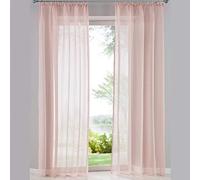 SIMPVALE 2 Paneles Cortinas Visillos de Gasa con Ganchos de riel para Dormitorio Habitación Sala de Estar Balcón, Rosa, 140x225cm
