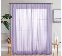 SIMPVALE 2 Paneles Cortinas Visillos Transparentes Clásicas de Color Sólido Cortina de Gasa con Ganchos Riel para Dormitorio, Habitación, Sala de Estar, Balcón, 140x225cm, Púrpura